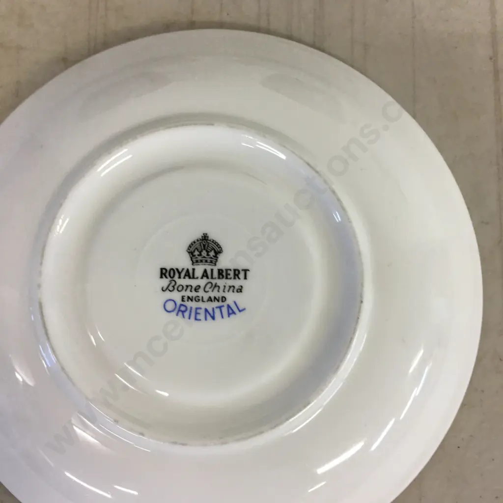 Vintage 1950s Royal Albert Oriental Black Footed Cup & Saucer Sets x 2 With An Extra Saucer Image 1++