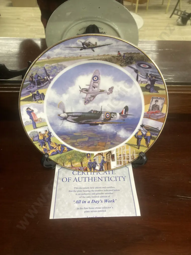 Royal Doulton Guardians Of The Sea Ltd Edition Collectors Plates x3, Boxed With COA & All In A Days Work Spitfire Plate Image 1++