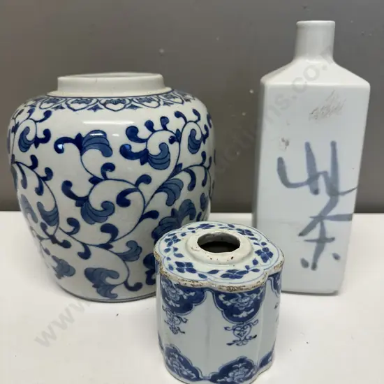 Selection Of Blue & White Vintage Vases