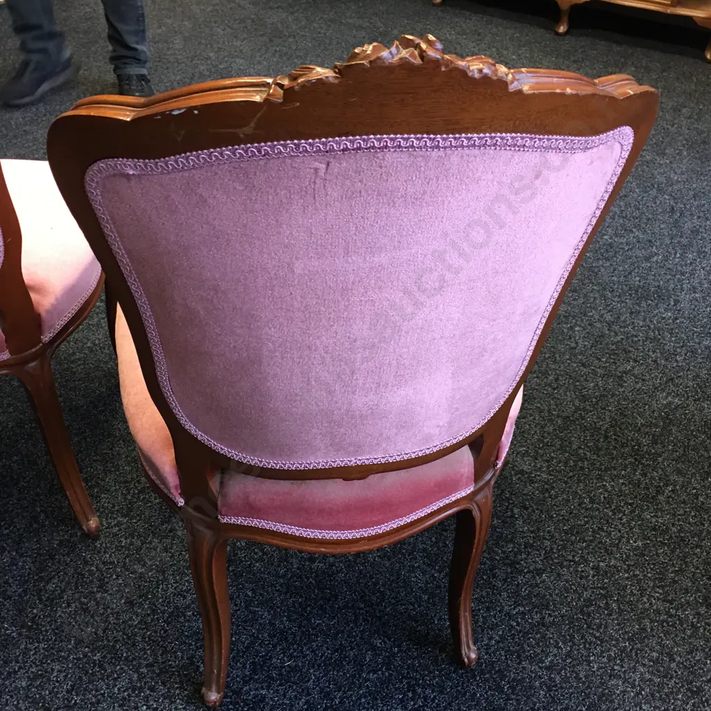 Pair of Antique Pink Button Back Mahogany Dining Chairs Image 1++