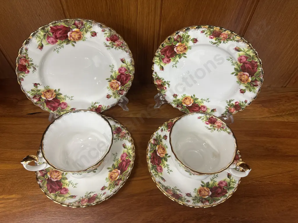 Pair Of Royal Albert 'Old Country Roses' China Trios Image 1++