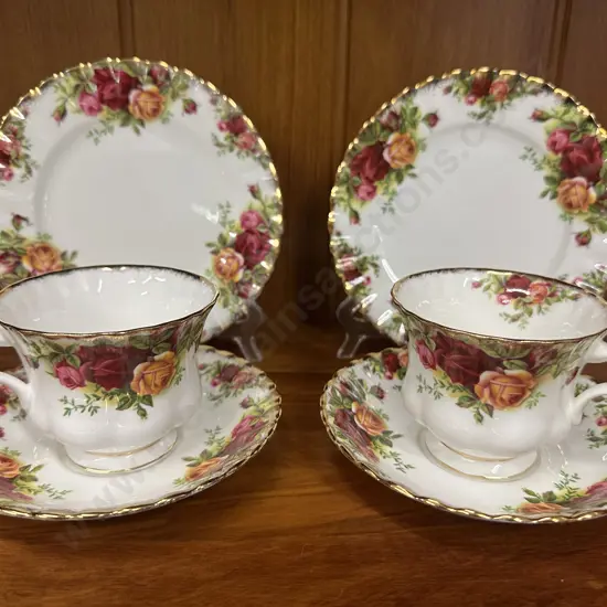 Pair Of Royal Albert 'Old Country Roses' China Trios