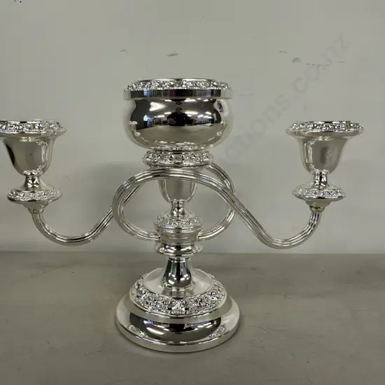 Lanthe Candelabra Silver Plated 3 Candle Holder & Posy Bowl 