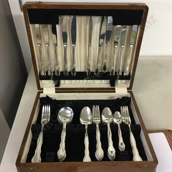 Mytton Rodd Silver Plated Cutlery In Vintage Oak Canteen, 42 Pieces