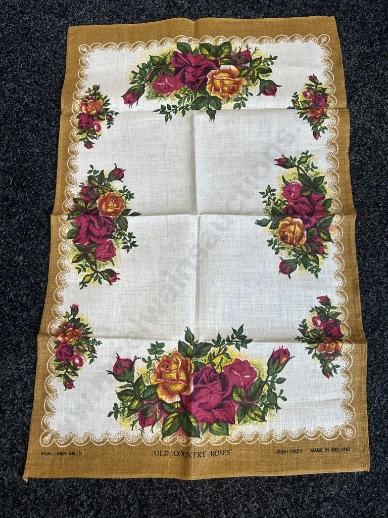Pair Of Royal Albert 'Old Country Roses' Irish Linen Mills Tea Towels Image 1++