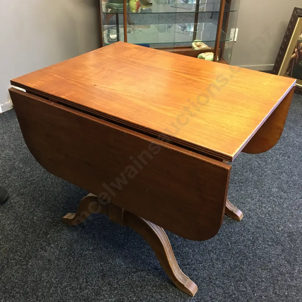 Vintage Mahogany Dropleaf Dining Table, H76 W91 D143cm Image 1++
