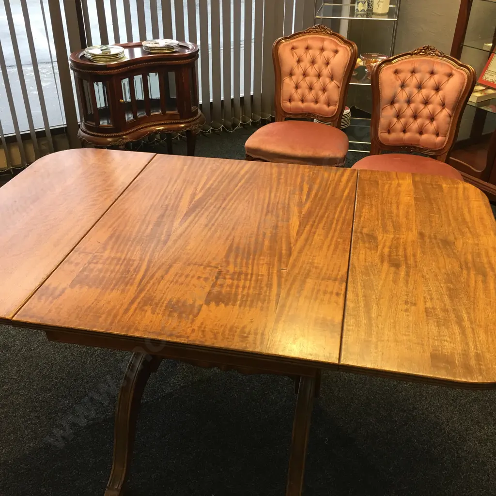 Vintage Mahogany Dropleaf Dining Table, H76 W91 D143cm Image 1++