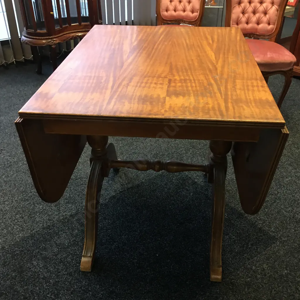Vintage Mahogany Dropleaf Dining Table, H76 W91 D143cm Image 1++
