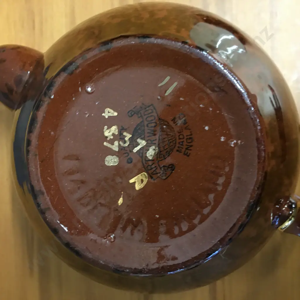 Arthur Wood Teapot Brown With Gold Trim & Vintage Flowers Image 1++
