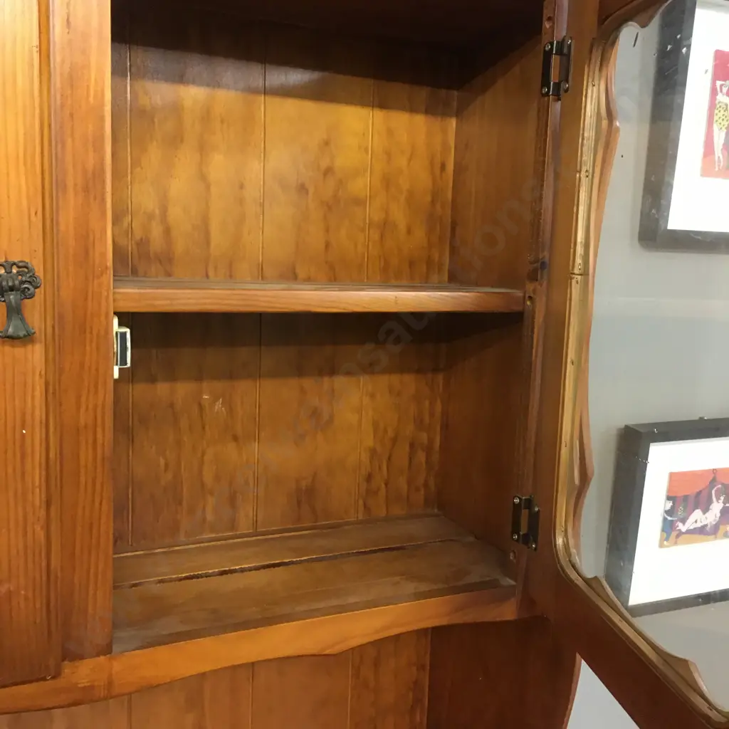 Pine 4 Door Hutchdresser, 2 Drawers, 2 Glass Doors, H185 W96 D45cm Image 1++