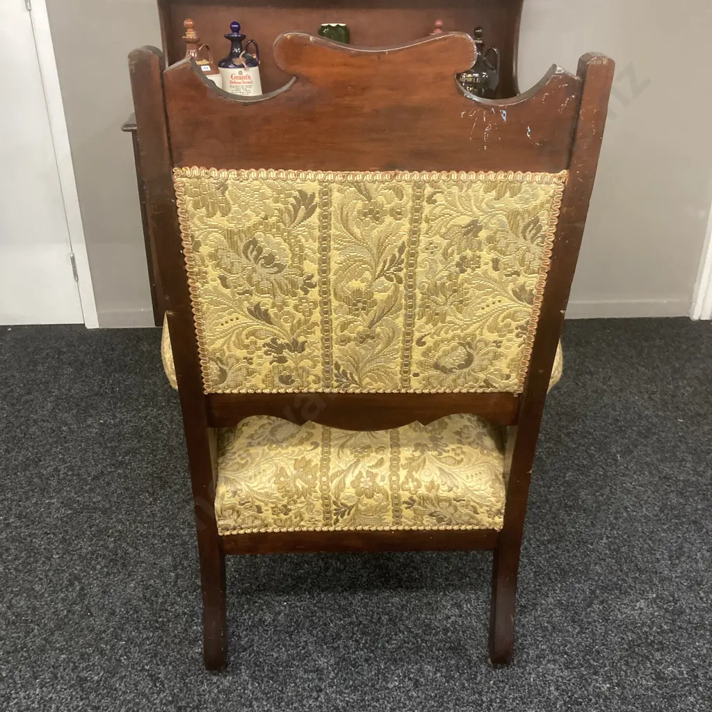 Antique Edwardian Walnut Library Salon Chair Image 1++