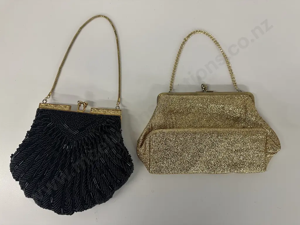 Vintage Black Beaded Purse & Vintage Gold Purse Image 1++
