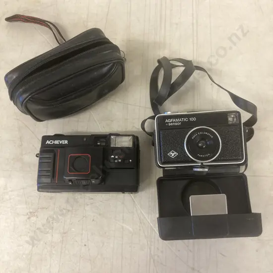 Vintage 1970s Agfa Agfamatic 100 Sensor Film Camera With Case, Achiever MEF-35 Camera