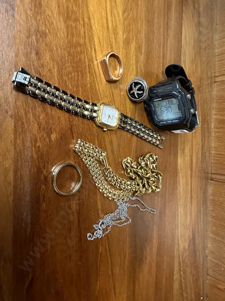 Aureole Ladies Watch, Assorted Gold & Silver Coloured Jewellery& Black Casio Digital Watch Image 1++