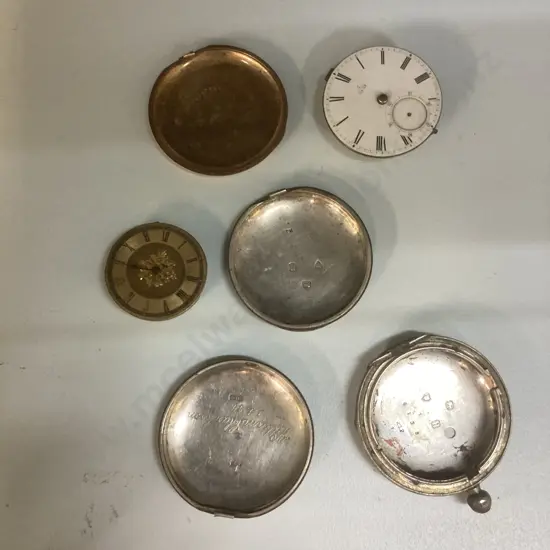 Antique Hallmarked Sterling Silver Pocket Watch Pieces, Dial Etc