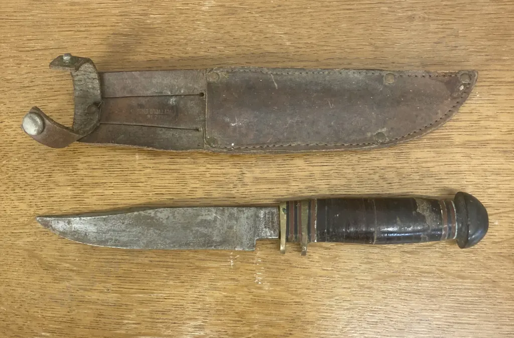 Vintage William Rodgers-Sheffield "I Cut My Way" Knife and Original Sheath. 23cm Image 1++