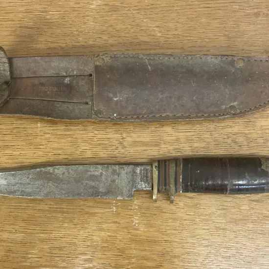 Vintage William Rodgers-Sheffield "I Cut My Way" Knife and Original Sheath. 23cm