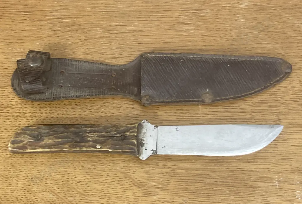 Rare Vintage Southern & Richardson Bone Handled "The Scout Knife" With Original Sheath. 19cm Image 1++