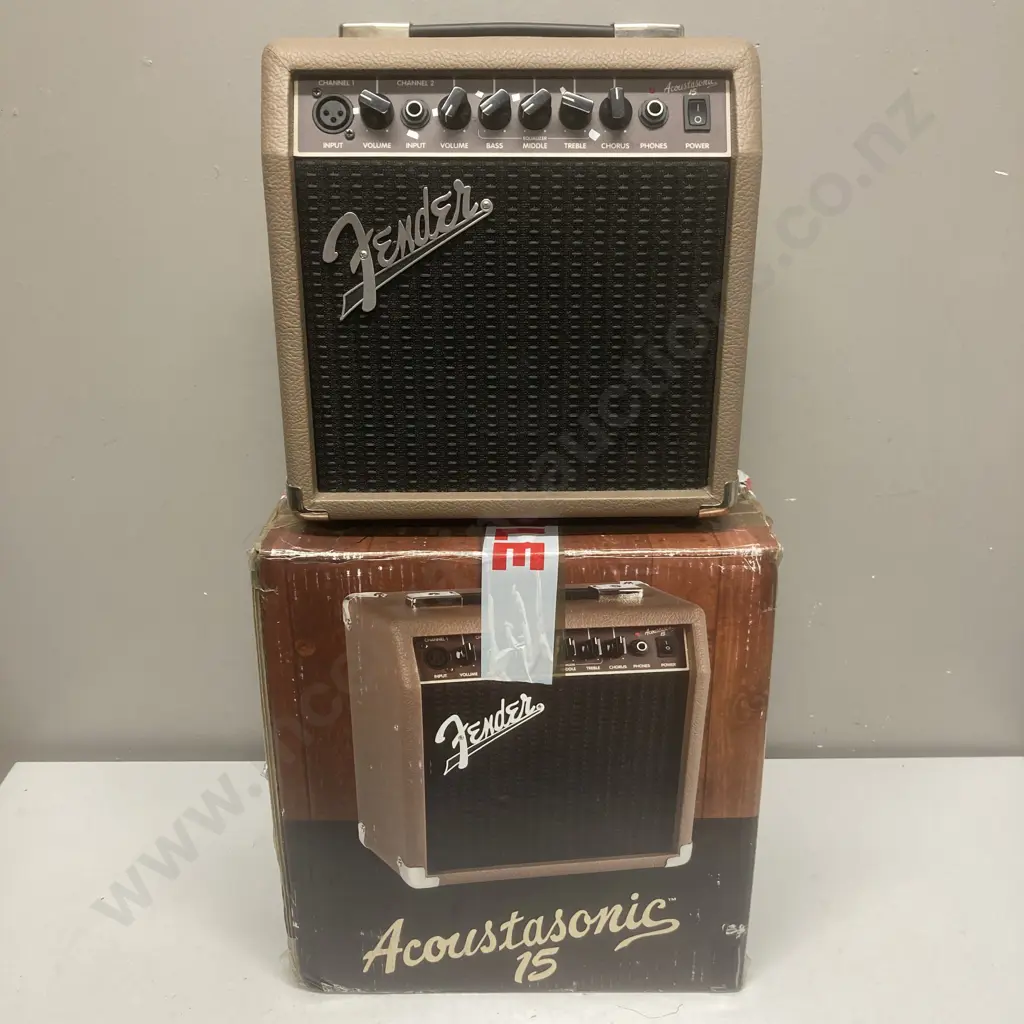 Fender Acoustasonic 15 Acoustic Guitar Amp With Leads Image 1++