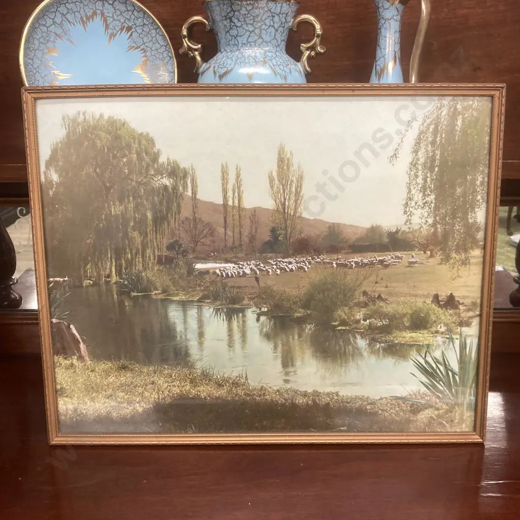 Vintage Hand Coloured Photograph In Glazed Frame, 41 x 52cm Image 1++