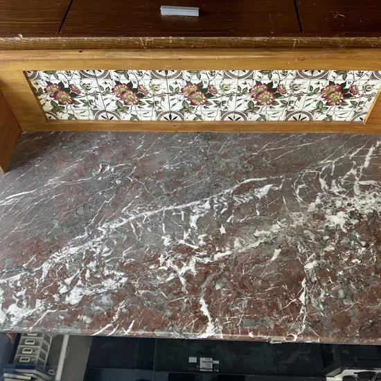 Solid Marble Washstand Top With Tiled Upstand