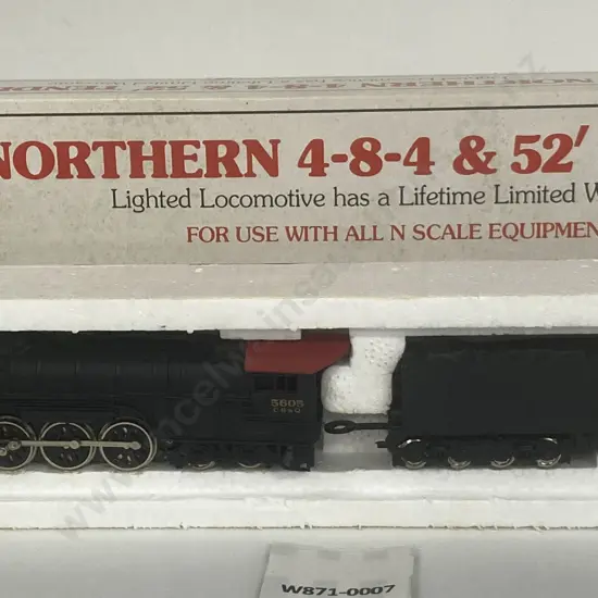 Boxed Bachmann N Gauge #58066 4-8-4 Burlington Route Northern Class Steam Loco No.5605 With 16-wheel 52' Tender