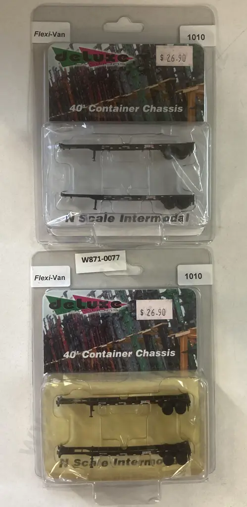 Deluxe Innovations N Scale 1010 Flexi-Van 40' Container Chassis, 2 x 2-Packs Image 1++