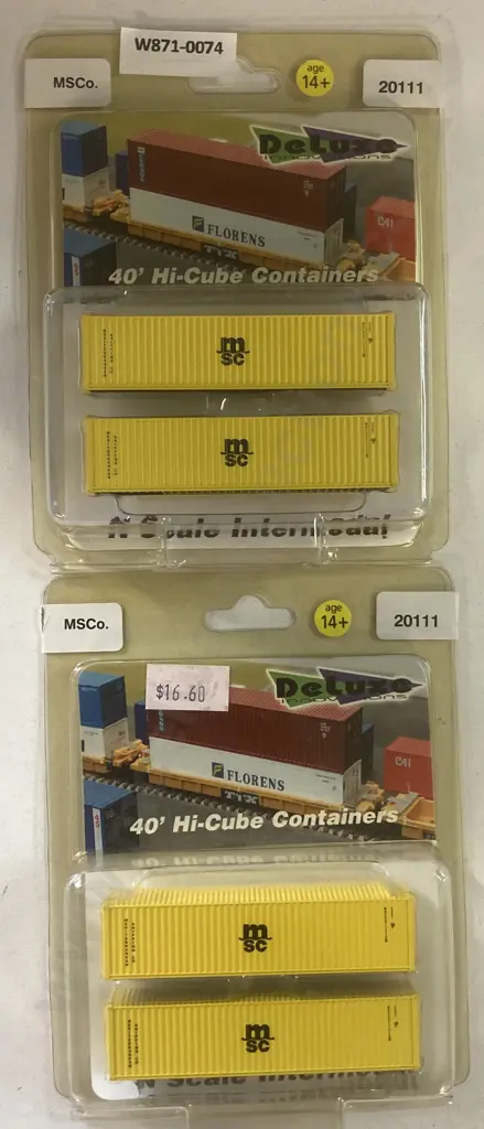 Deluxe Innovations N Scale 20111 MSCo 40' Hi-Cube Containers, 2 x 2-Packs Image 1++