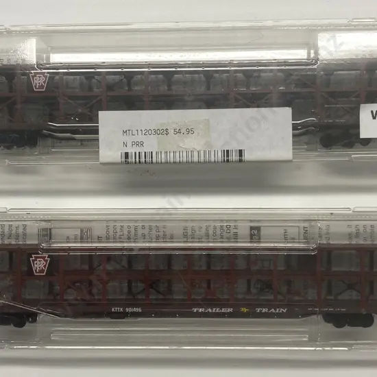 Pair of Boxed Micro-Trains Line 112030.1 Pennsylvania 89' Tri-Level Open Side Auto Rack Car KTTX 901496