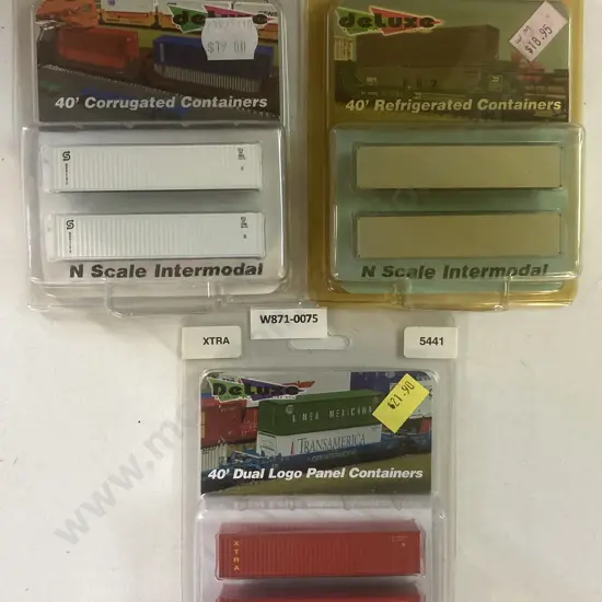 Deluxe Innovations N Scale 4310 Transameri Refrig, 5310 Seatrain Corro, 5441 XTRA DualLogo Panel 40' Containers 2 Packs