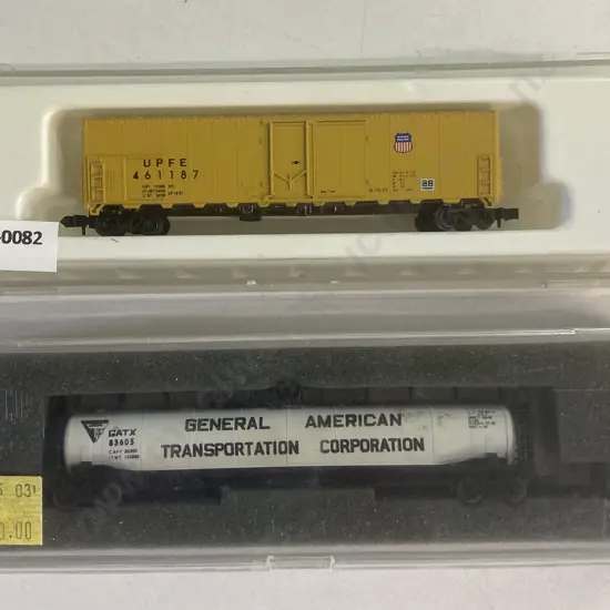 Trix N Scale GA Tanker Car & Con-Cor UPFE Union Pacific Fruit Express 50' Reefer (Sold With -058)