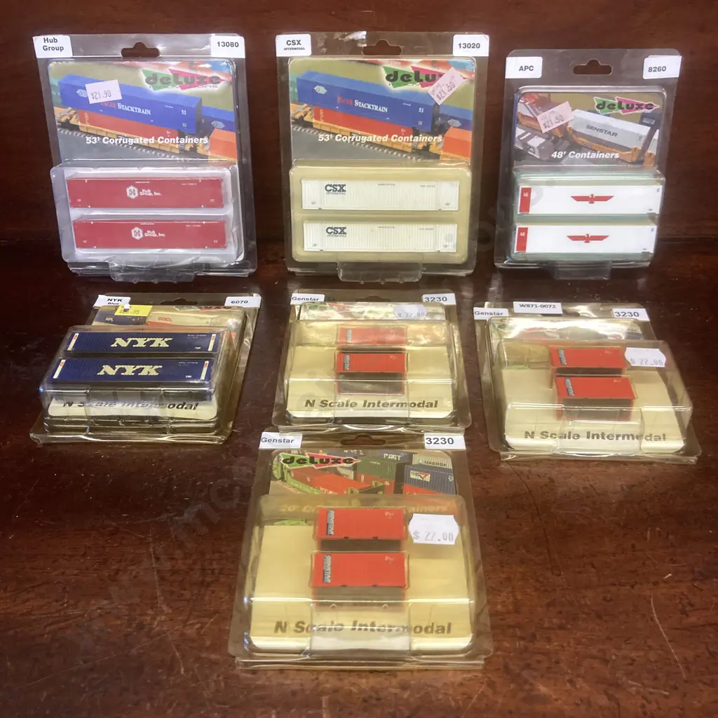 Lot of 7 Deluxe Innovations N Scale Shipping Container Twin Packs Image 1++