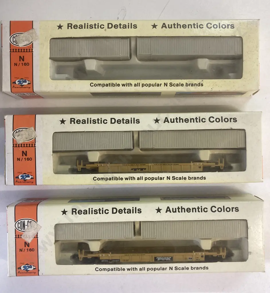 Con-Cor N Scale Twin Stack Container Car 001-603100 x 2, Boxed With An Extra Pair of Containers In Box Image 1++
