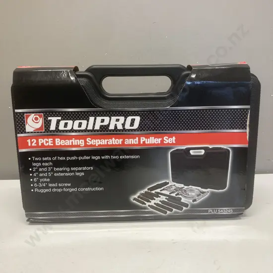 ToolPro 12Pce Bearing Seperator & Puller Set In Case, #PLU543245