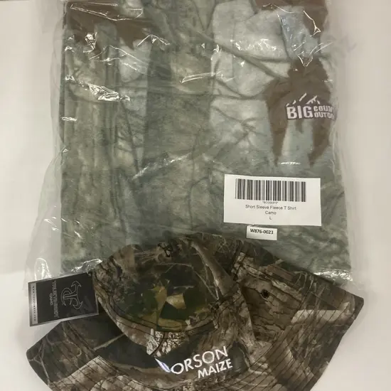 TrueTimber Camo Hat 58cm & Big Country Outdoors Short Sleeve Fleece T-Shirt Camo SzL