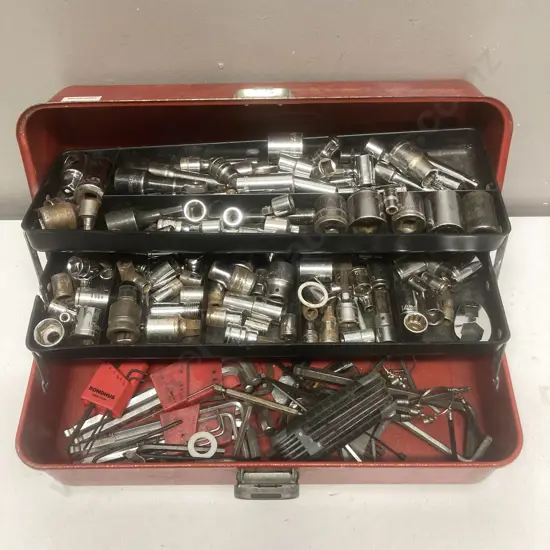 Red Steel Toolbox, Sockets & Allen Keys Etc