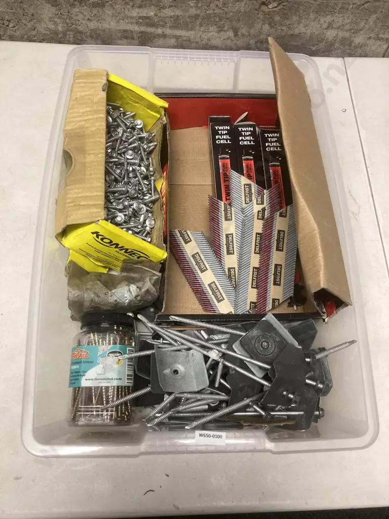 Box Lot Fuel Cells, Nails, Screws Etc Image 1++
