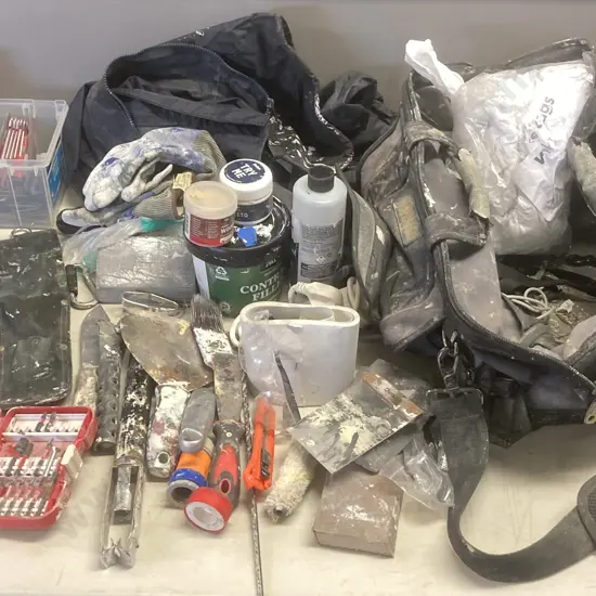 Irwin Carry Bag, Plastering Gear, Rivet Coat, Leather Tool Pouch Etc