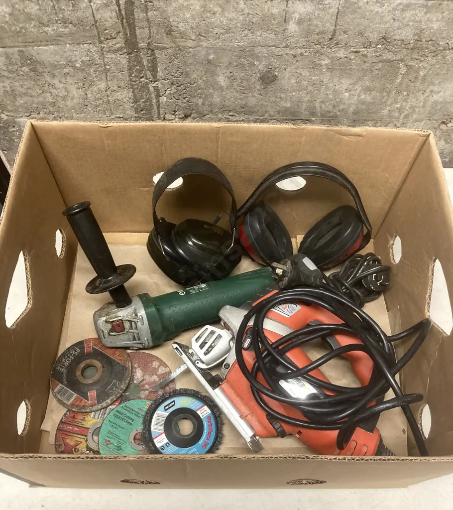Box Lot Power Tools, Ear Muffs Etc Image 1++
