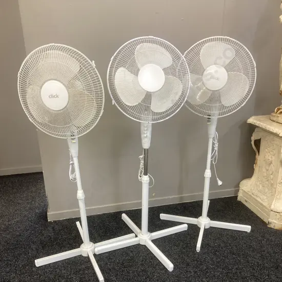 Lot of 3 White Pedestal Fans