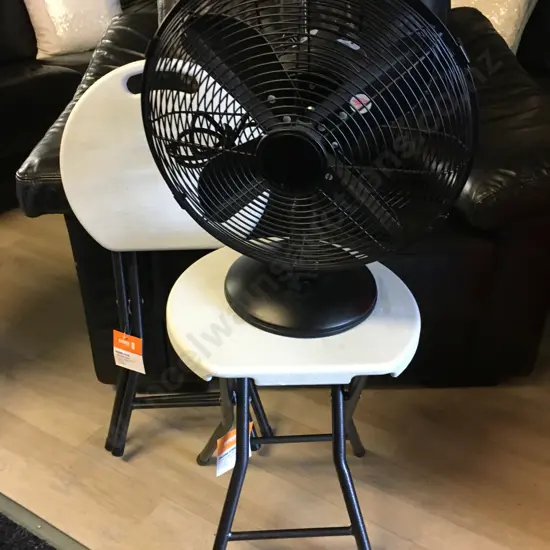 Number Eight Folding Stools x2 & Anko Desk Top Fan