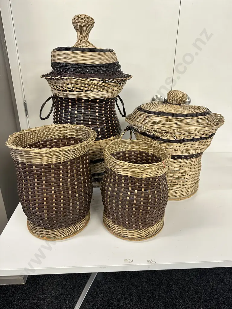 Selection Of Reto Cane Ware Including Ali Baba Basket Etc Image 1++