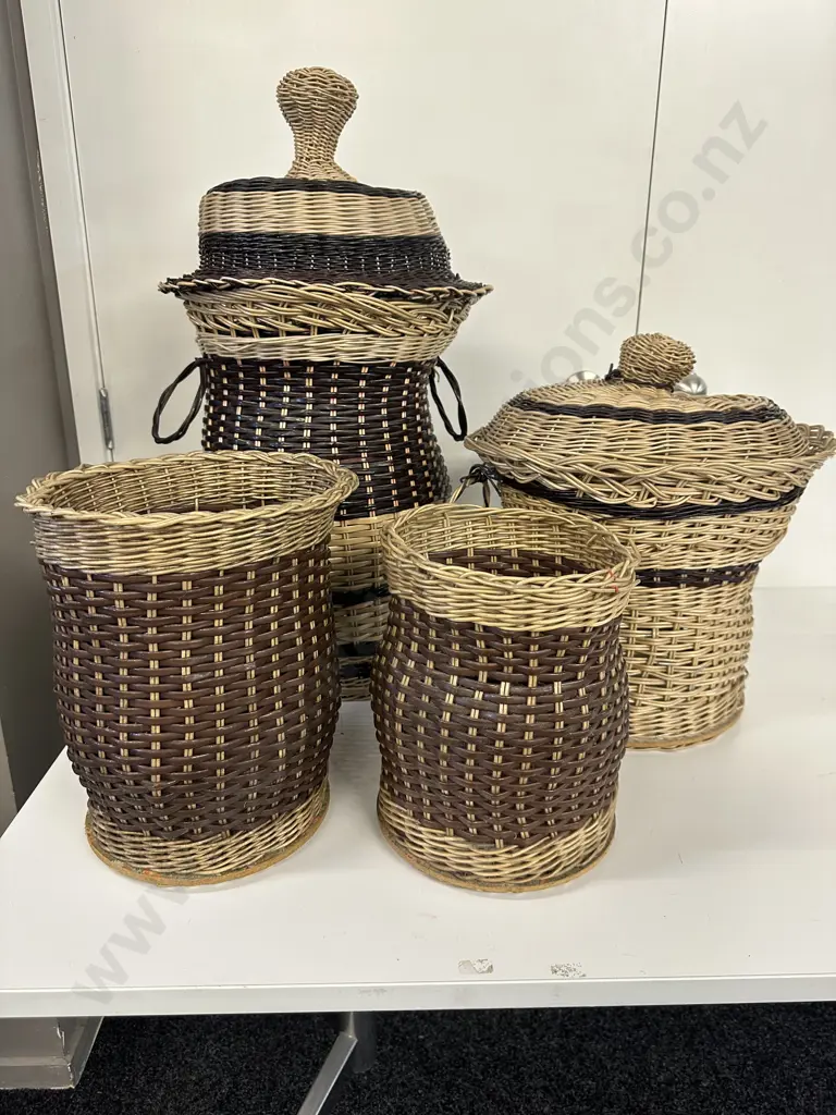 Selection Of Reto Cane Ware Including Ali Baba Basket Etc Image 1++