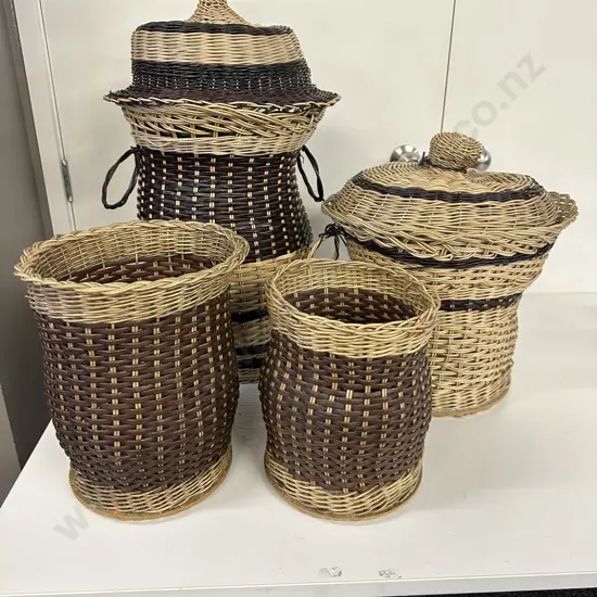 Selection Of Reto Cane Ware Including Ali Baba Basket Etc