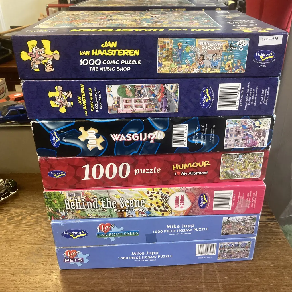 Lot of 7 1000 Piece Puzzles, Jan Van Haasteren, Mike Jupp Etc Image 1++