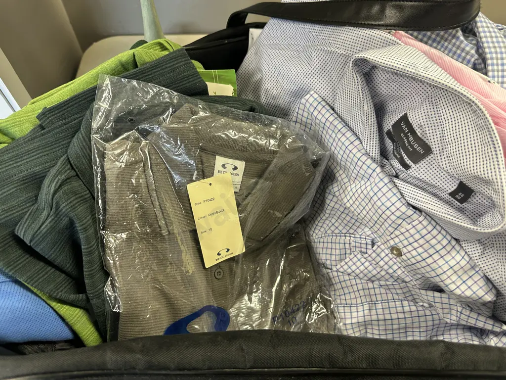 Black Travel Bag & Selection Of Mens Clothing,Vests & Ties Image 1++