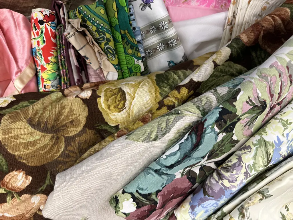 Assorted Stunning Vintage Fabric Pieces In Vintage Suitcase Image 1++