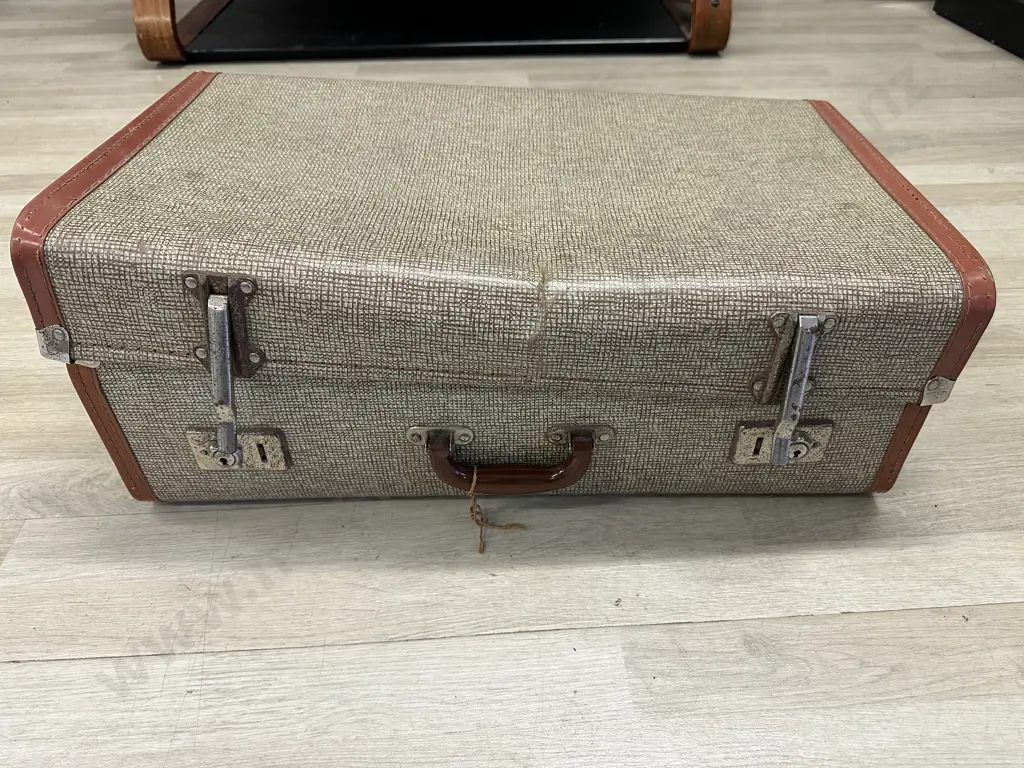 Assorted Stunning Vintage Fabric Pieces In Vintage Suitcase Image 1++