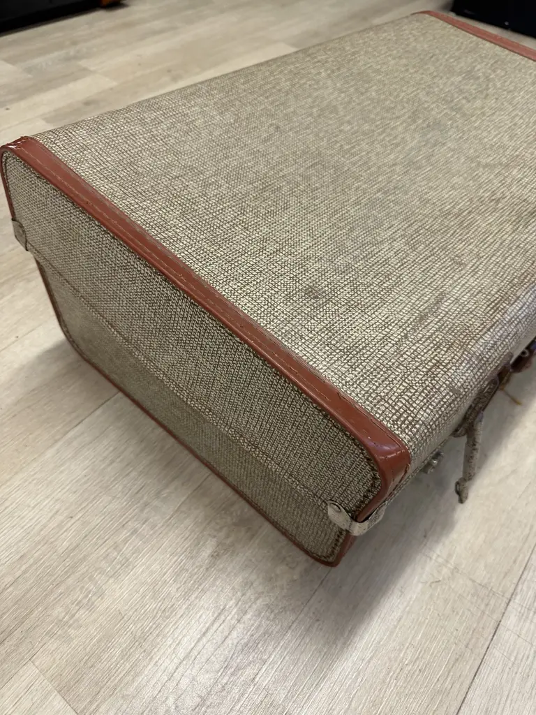Assorted Stunning Vintage Fabric Pieces In Vintage Suitcase Image 1++