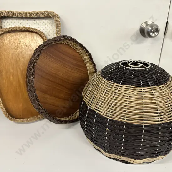 Selection Of Retro Cane Ware Including Light Shade Etc